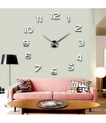 Horloge Murale Design 3D Argenté