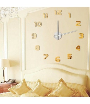 Horloge Murale Design 3D Doré
