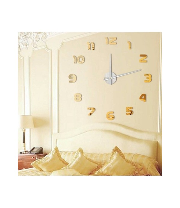 Horloge Murale Design 3D Doré