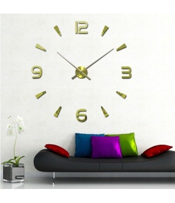 Horloge Murale Design 3D Doré
