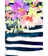 Tableau décoratif Blue stripes and Flowers Tableau décoratif Blue stripes and Flowers