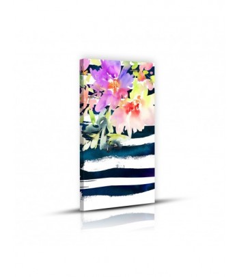 Tableau décoratif Blue stripes and Flowers