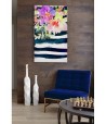 Tableau décoratif Blue stripes and Flowers Tableau décoratif Blue stripes and Flowers