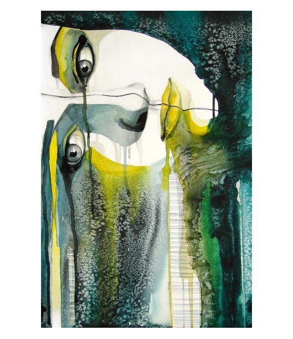 Tableau décoratif Watercolor portrait of pretty girl