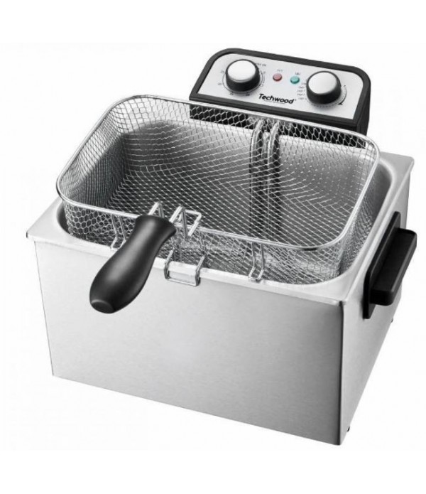 Friteuse électrique TECHWOOD 3L Inox 2000W - Thermostat Réglable, Bac Amovible, Sécurité Thermique