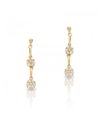Boucles D'oreilles Plaquée Or Deux Fleurs - Doré & Blanc Maroc - 1