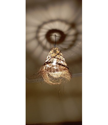 Suspension doum à franges Formeen paille fibres naturelles tressées Maroc - 1