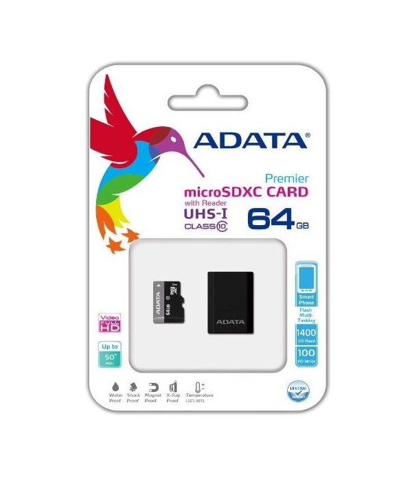 ADATA MICRO SD CARD 64GB AVEC ADAPTATEUR CLASS 10 Maroc - 1