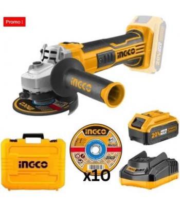 Meuleuse D'angle 115mm Sans Fil 20V Brushless NEMURA + 2 Batteries 4Ah + Chargeur Rapide + 3